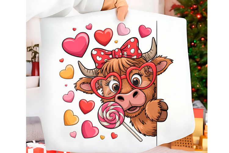 Valentine’s Day Highland Cow Png Heart