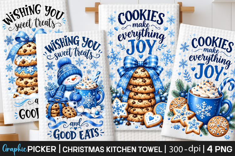 Christmas Cookie Snowman Kitchen Towel PNG, Christmas PNG