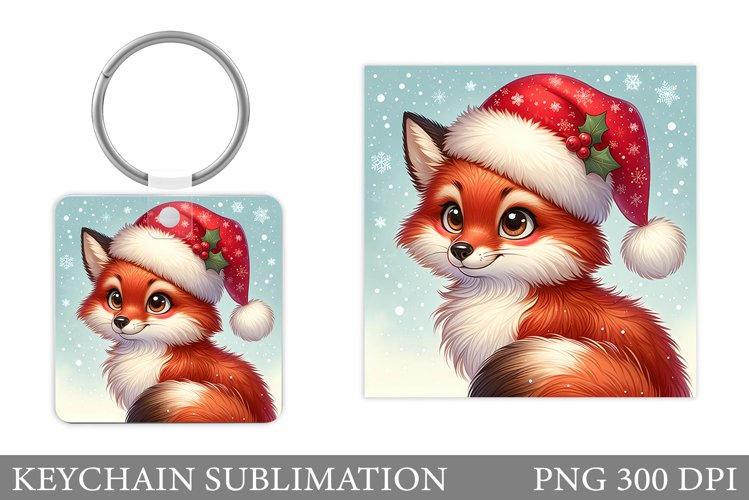 Christmas Fox Keychain. Christmas Keychain Design example image 1