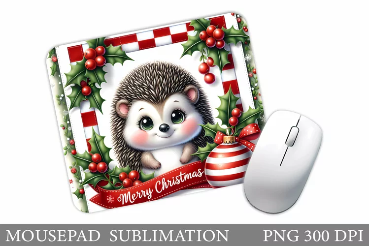 Cute Hedgehog Mouse Pad. Christmas Mouse Pad Sublimation