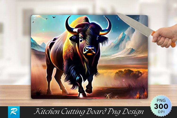 Angry Buffalo Cutting Board Sublimation Design example image 1