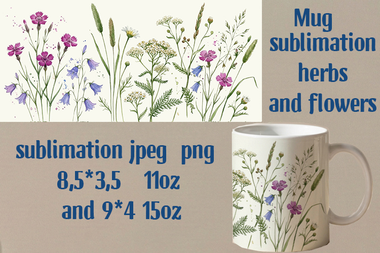 Sublimation herbs and flowers mug