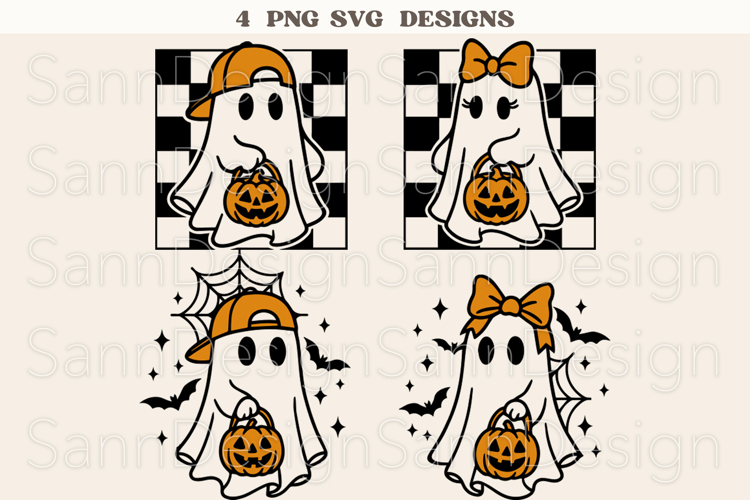 Cute Ghost SVG for Trick or Treat Bags, Halloween Boy Girl