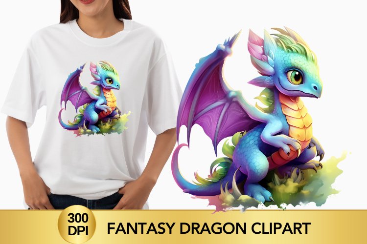 Watercolour Fantasy Dragon Clipart