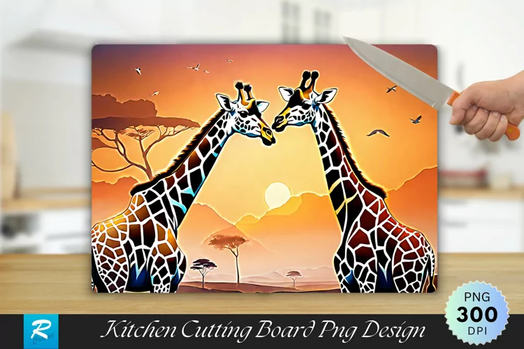 Giraffe Couple Cutting Board Sublimation Design