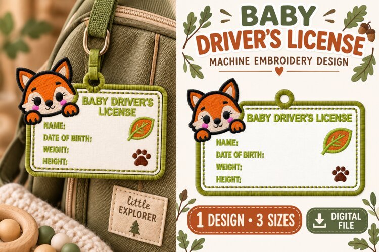 In The Hoop Fox Birth Stat Keychain example image 1