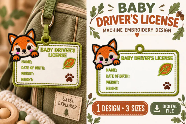 In The Hoop Fox Birth Stat Keychain