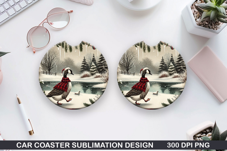 Goose Car Coaster Sublimation| Christmas Coaster PNG