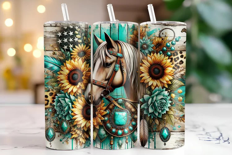 Horse & Sunflower Tumbler Wrap | Sublimation | Tumblers