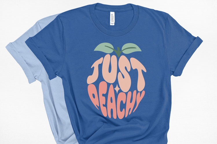 Just Peachy word art in the shape of a Peach SVG Cut File