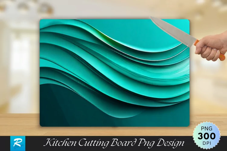 Cyan Wavy Cutting Board Sublimation Design