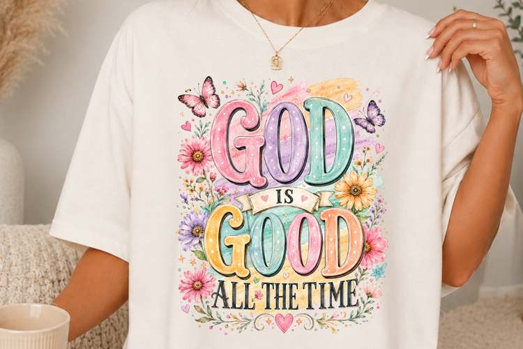 God Is Good All The Time Christian Floral Sublimation SVG