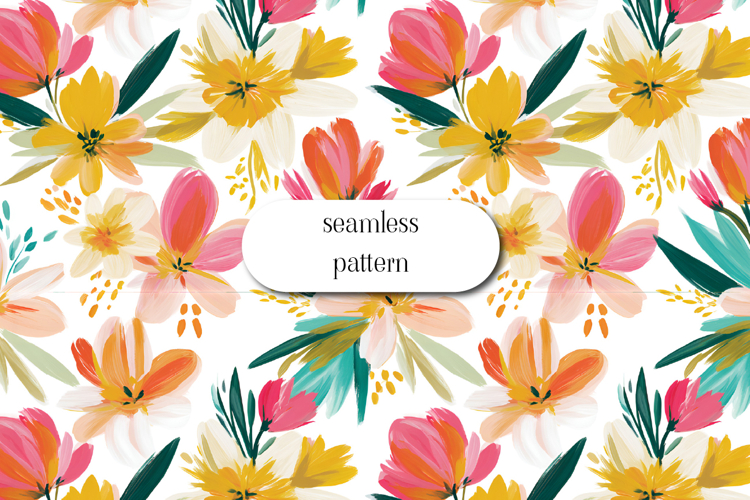 Spring Floral Seamless Pattern | Painterly Digital Paper