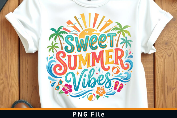 Sweet Summer Vibes Sublimation PNG T shirt Design example image 1