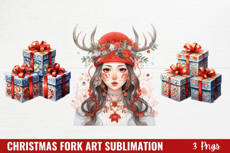 Christmas Fork Art Sublimation Clipart