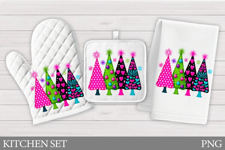Christmas Tree Oven Mitt. Christmas Tree Kitchen Towel example image 1
