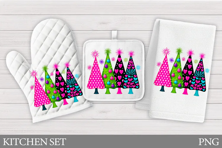 Christmas Tree Oven Mitt. Christmas Tree Kitchen Towel