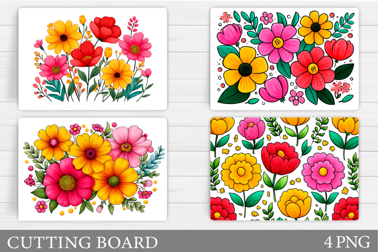 Floral Cutting Board Design. Flowers Cutting Board