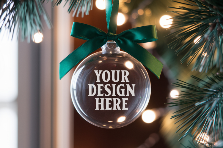 Acrylic Christmas Ornament Mockups | Clear Holiday Ornament