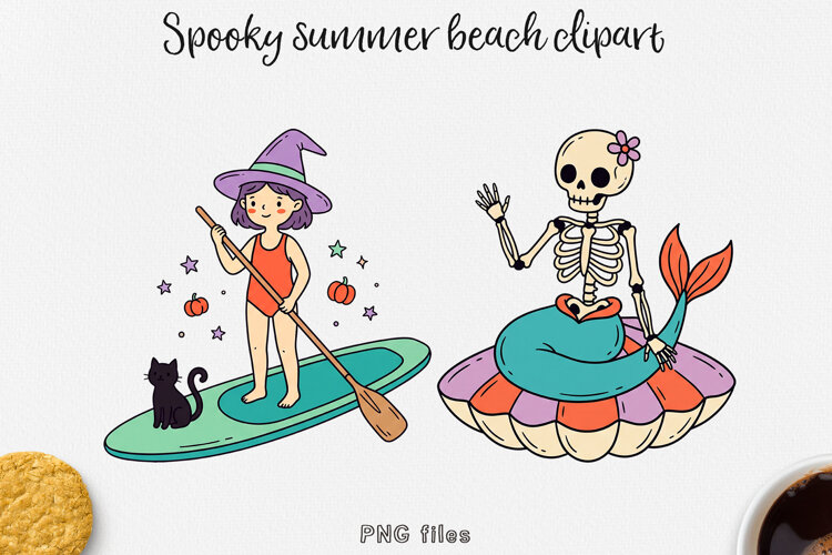 Summer Halloween Clipart Beach PNG Designs. example image 1