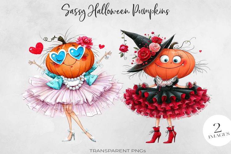 Sassy Halloween Pumpkin Clipart 2 PNGs
