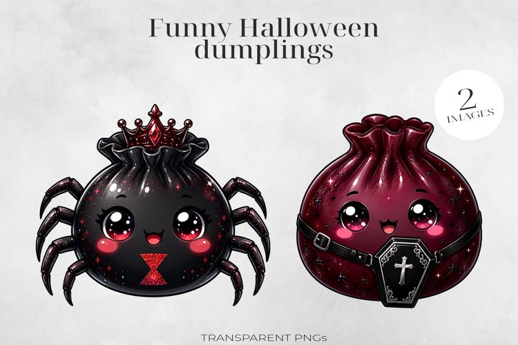 Cute Halloween Dumpling Clipart 2 PNGs