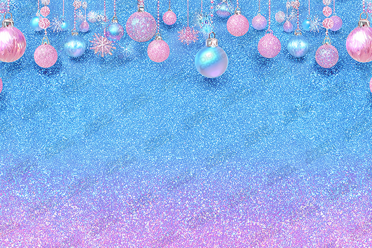 Pink and Blue Glitter Christmas Ornament Background