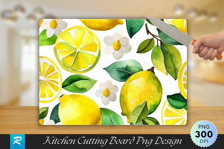 Watercolor Lemon Cutting Board Sublimation Design