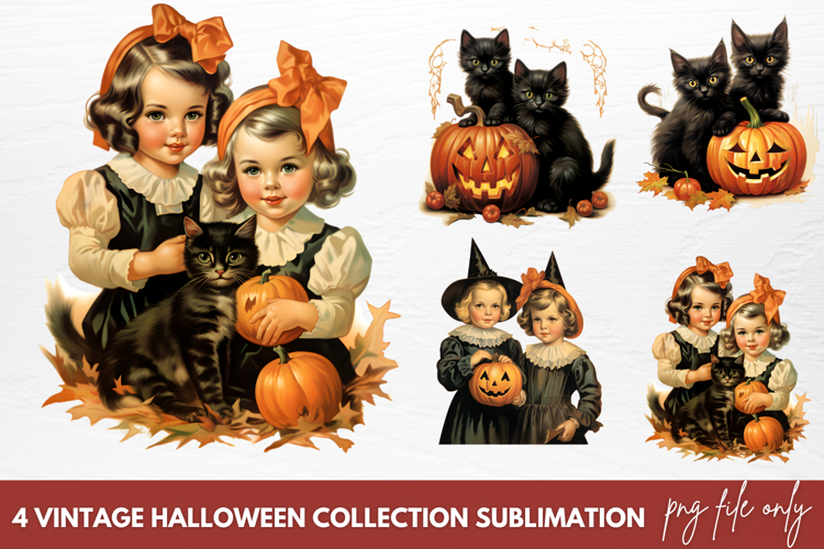 Vintage Halloween Clipart Sublimation, Halloween Clip Art
