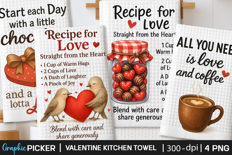 Valentine Kitchen Towel PNG, Valentine day Sublimation, Xoxo