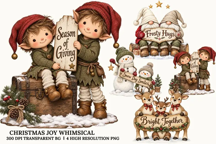 Christmas Gnome Kids PNG, Cozy Winter Sublimation Designs