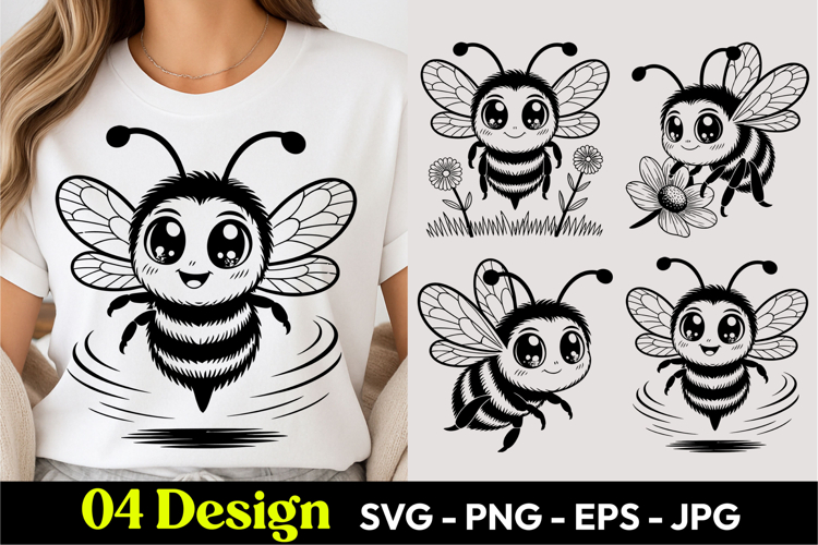 Kawaii Honey Bee SVG PNG example image 1