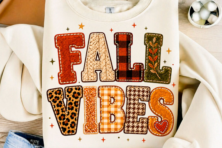 Patchwork Fall Vibes Sublimation PNG