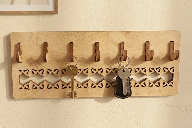 Laser Cut Key Holder SVG - Wall Hook Rack File