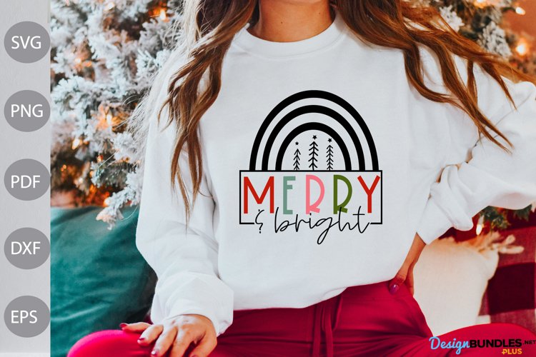 Merry and Bright SVG Cut Files - Christmas SVG Design