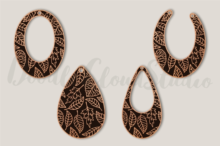 Leaves Earrings SVG File for Laser Cut & Glowforge, Jewelry.