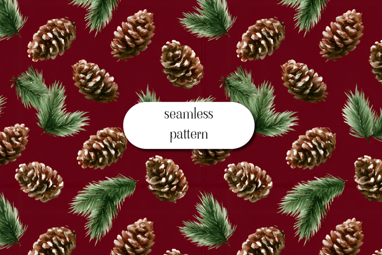 Christmas Pine Cone Seamless Pattern