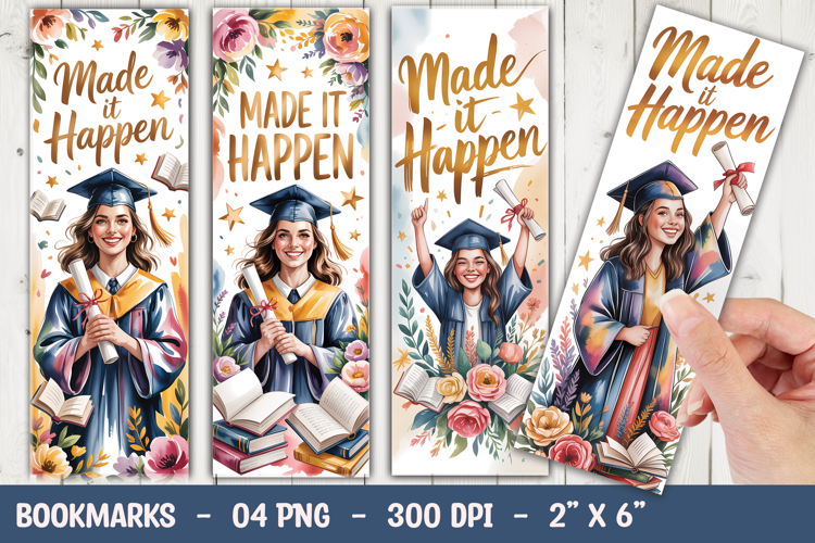 Watercolor Gradution Girl Bookmark Sublimation