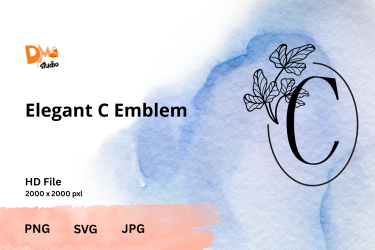 Elegant Emblem Monogram - Botanical Letter SVG | JPG | PNG