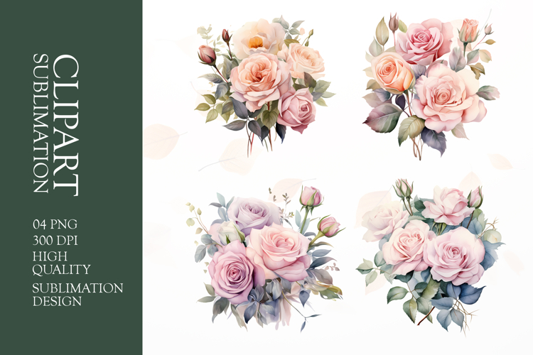 Watercolor flower bunch clipart sublimation png