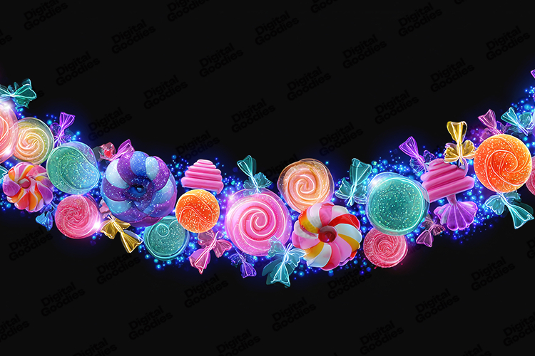 Neon Candy Border Clipart for Party and Craft Designs