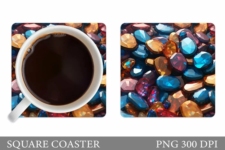 Shimmer Stones Square Coaster. Stones Coaster Sublimation