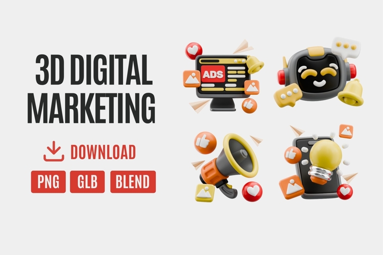 3D Digital Marketing Icon Pack 01