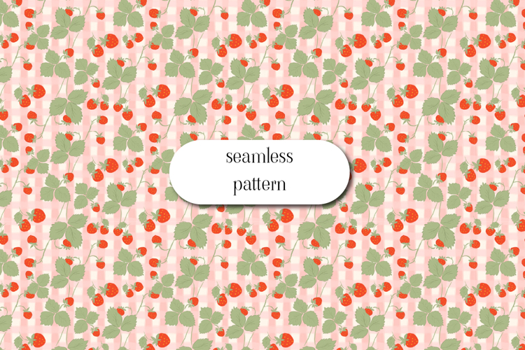 Strawberry Seamless Pattern | Cottagecore Berry Digital Pape