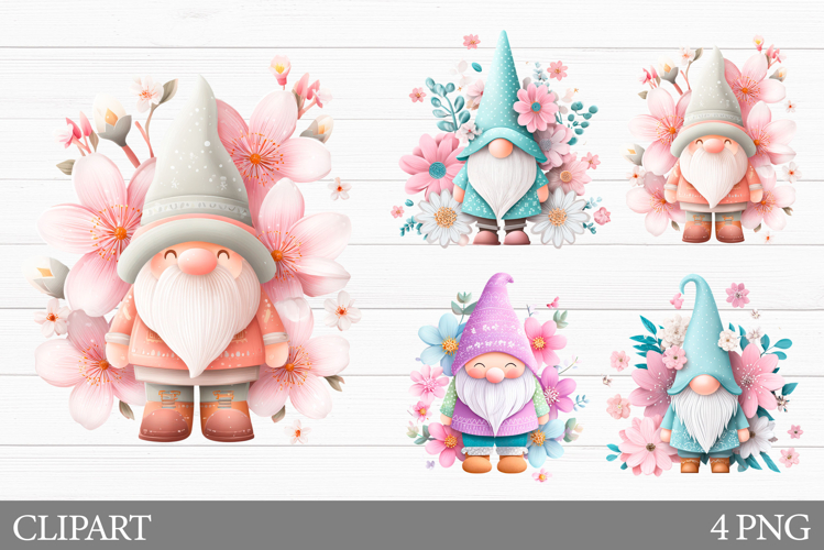 Spring Gnome Clipart. Spring Gnome Sublimation