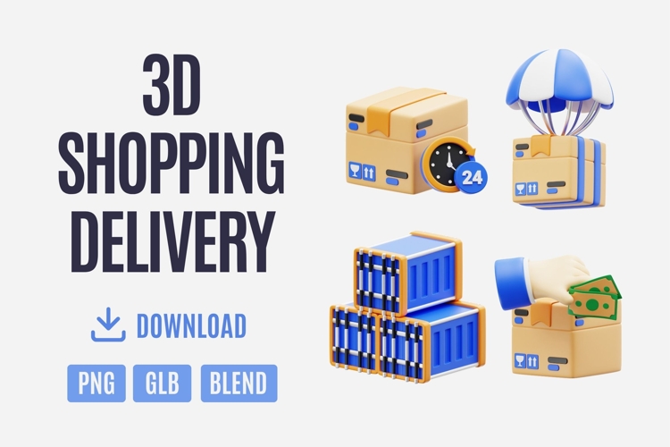 3D Shopping Delivery Set 01