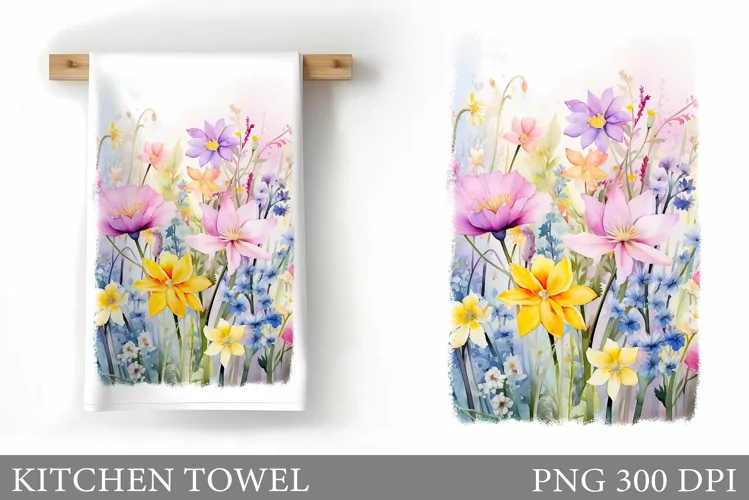 Wildflowers Kitchen Towel. Flowers Kitchen Towel