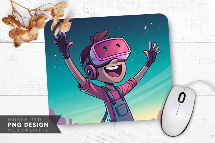 VR Smiles in Neon Bliss Mouse Pad PNG Design example image 1