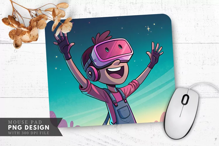 VR Smiles in Neon Bliss Mouse Pad PNG Design