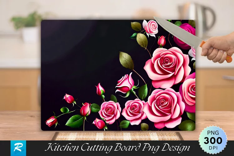 Flowers Cutting Board Sublimation Design